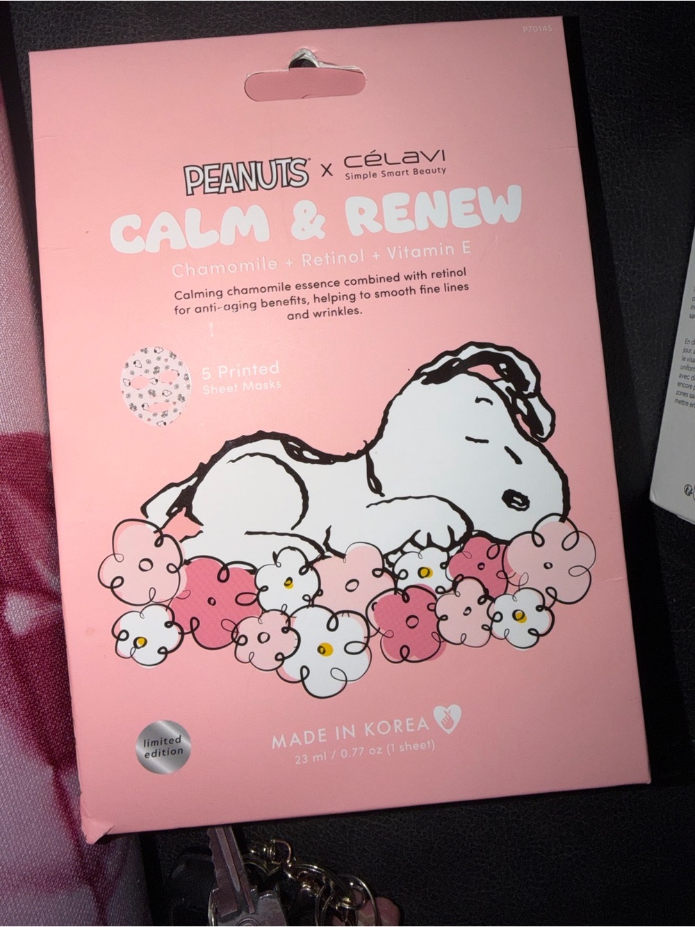 Peanuts x Célavi Calm & Renew Sheet Mask - Pink
